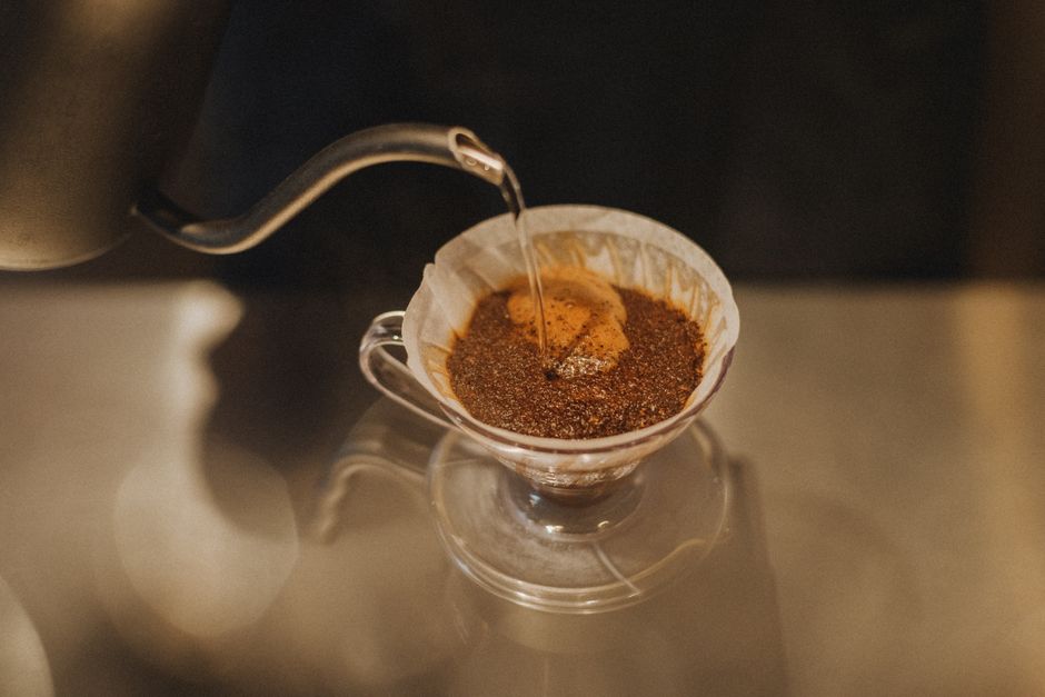 pour over coffee cafe warm light
